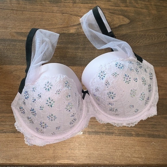Victoria’s Secret Dream Angels Lined Demi Crystal Tulle Velvet Lace Bra​ Rare - Picture 2 of 13